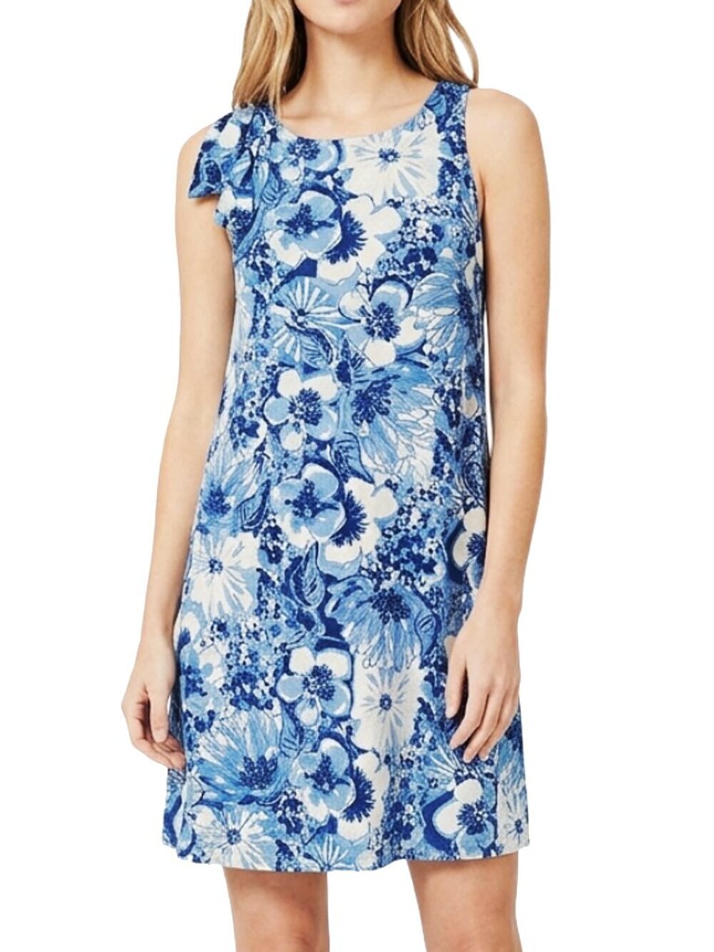 Lilly Pulitzer Shift Dress Floral Sleeveless Luella Swing Coastal Blue NWOT